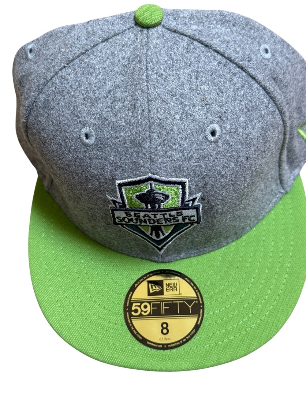 New Era 59FIFTY Seattle Sounders FC Fitted Cap Gray Green Size 8 NWT